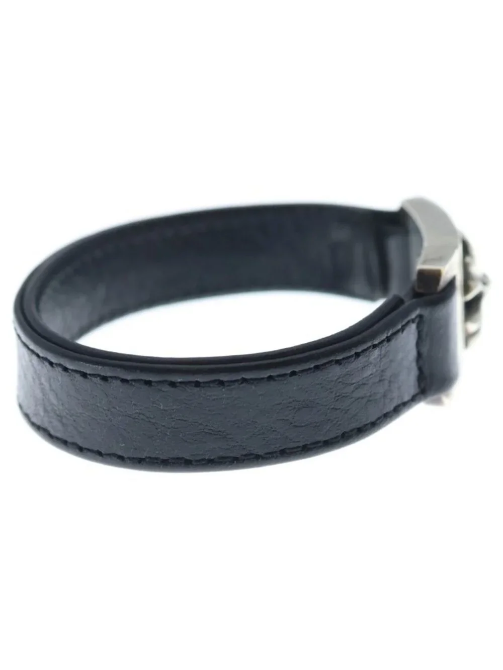 Chrome Hearts Harness Cross Box Leather Bracelet Silver Black